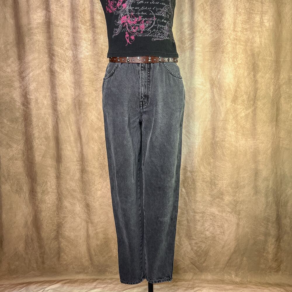 Vintage Gray Denim Jeans High Waisted Wide Taper Leg Pants Skater Streetwear 90s